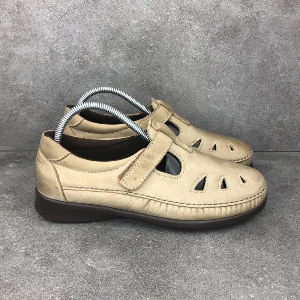 SAS Tripad Comfort Roamer Mary Jane Leather Shoes, Tan Cream, Women's 8W